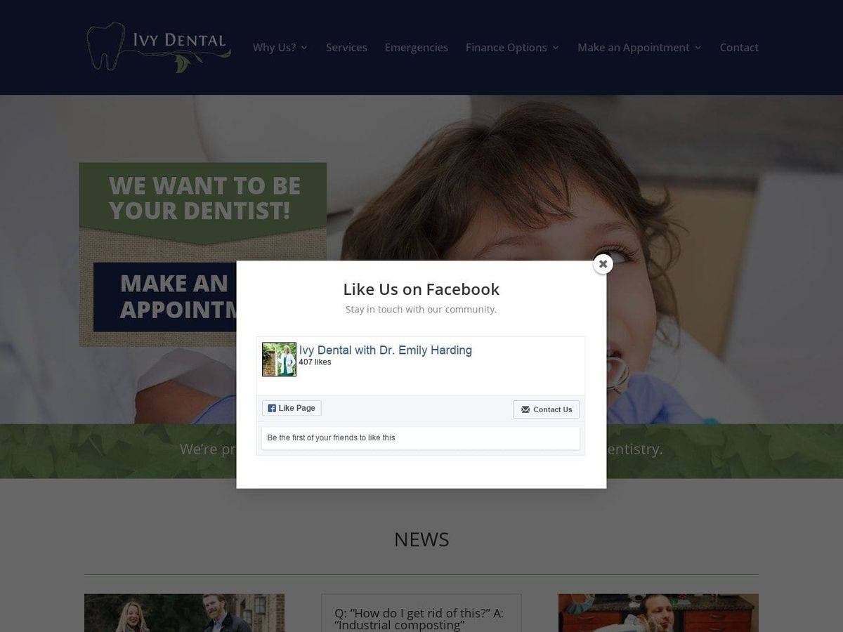 Ivy Dental Website Screenshot from charlottesvilleivydentist.com