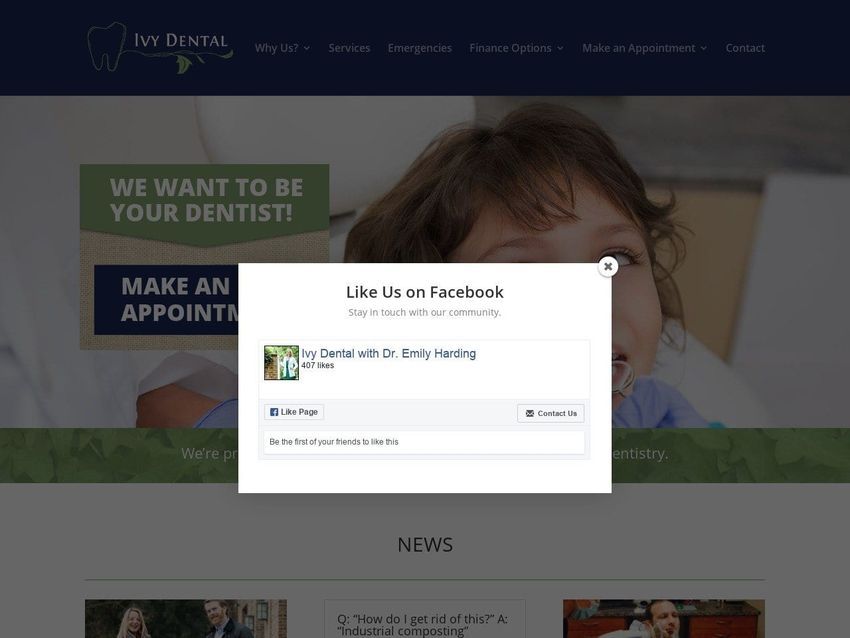 Ivy Dental Website Screenshot from charlottesvilleivydentist.com