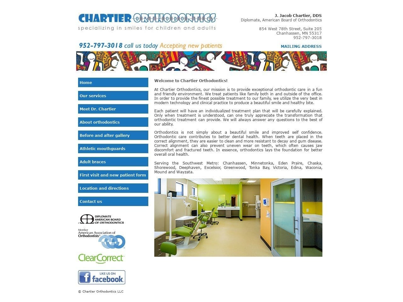 Chartier Orthodontics Website Screenshot from chartierortho.com