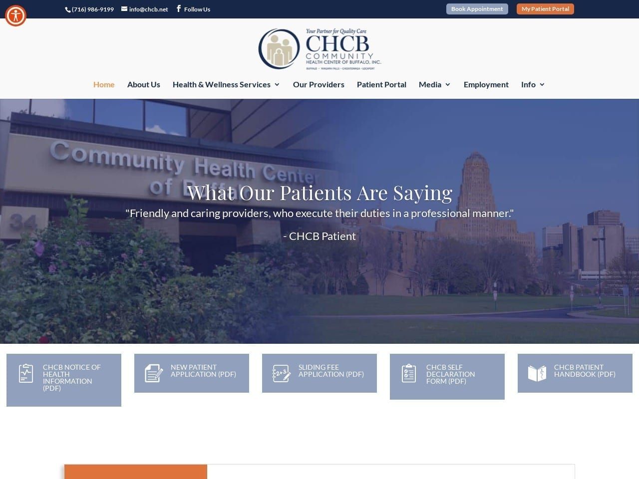 Community Health Center Website Screenshot from chcb.net