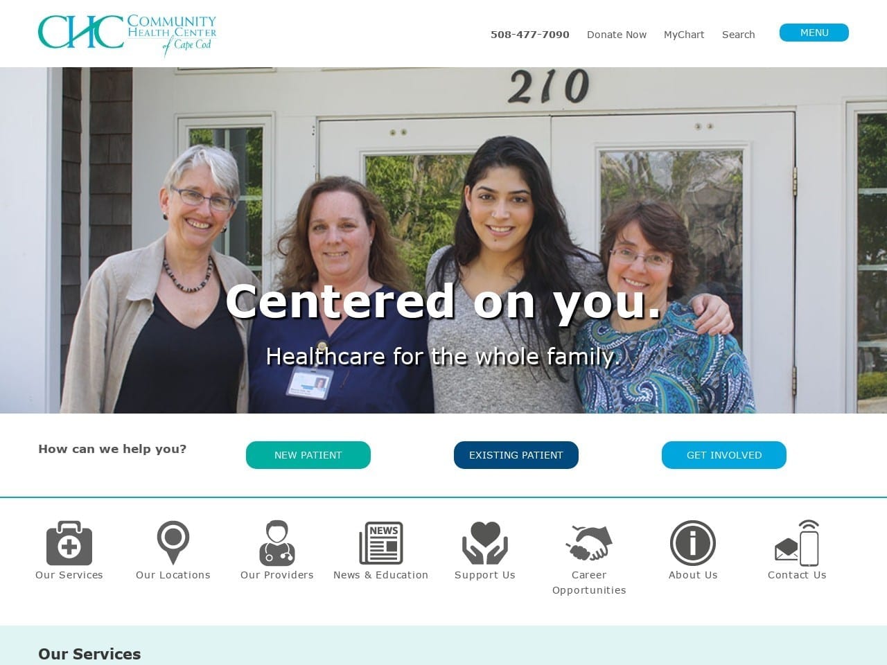 Community Health Center Website Screenshot from chcofcapecod.org