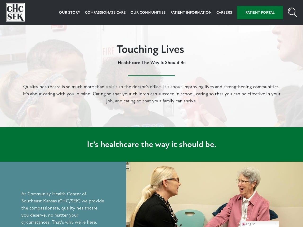 Community Health Center Website Screenshot from chcsek.org