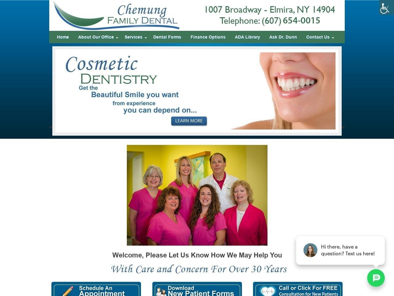 Chemung Family Dental Website Screenshot from chemungfamilydental.com