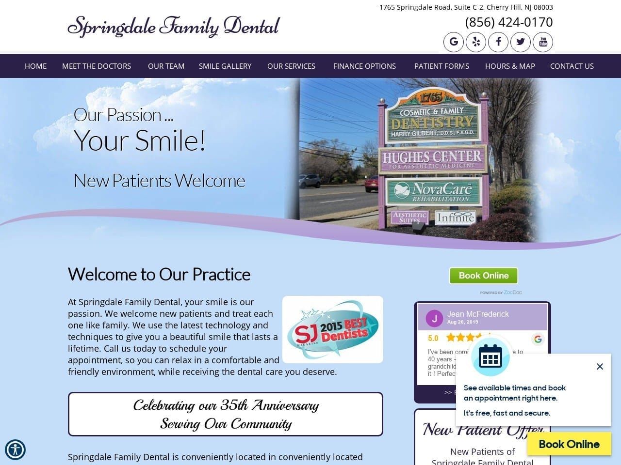 Cherryhill Smiles Website Screenshot from cherryhillsmiles.com