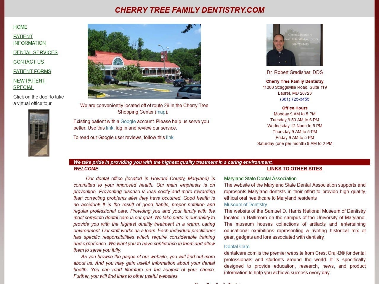 Cherrytree Family Dentistry Website Screenshot from cherrytreefamilydentistry.com