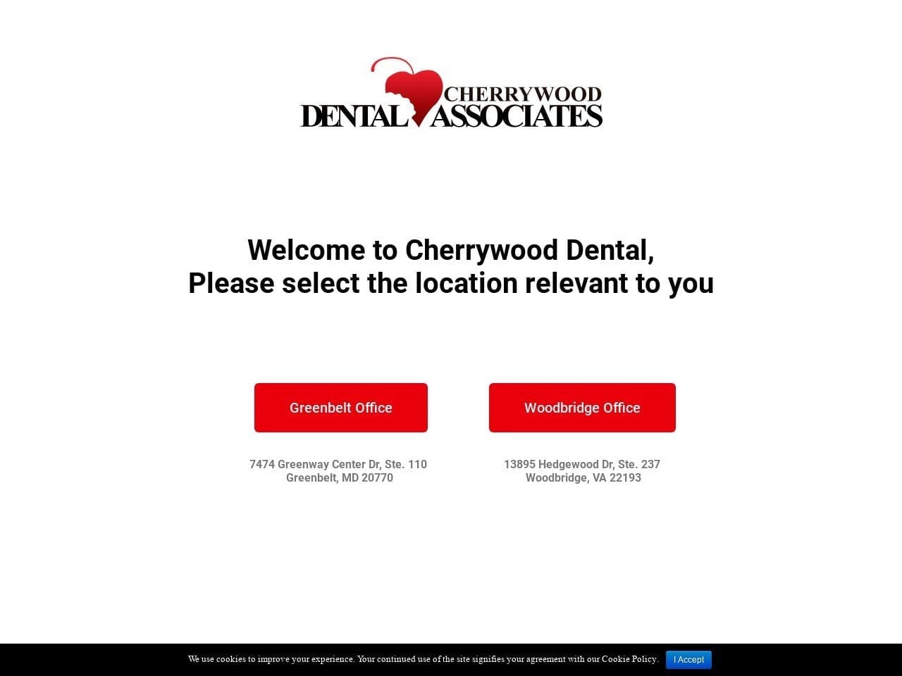 Cherrywood Dental Associates Website Screenshot from cherrywood-dental.com