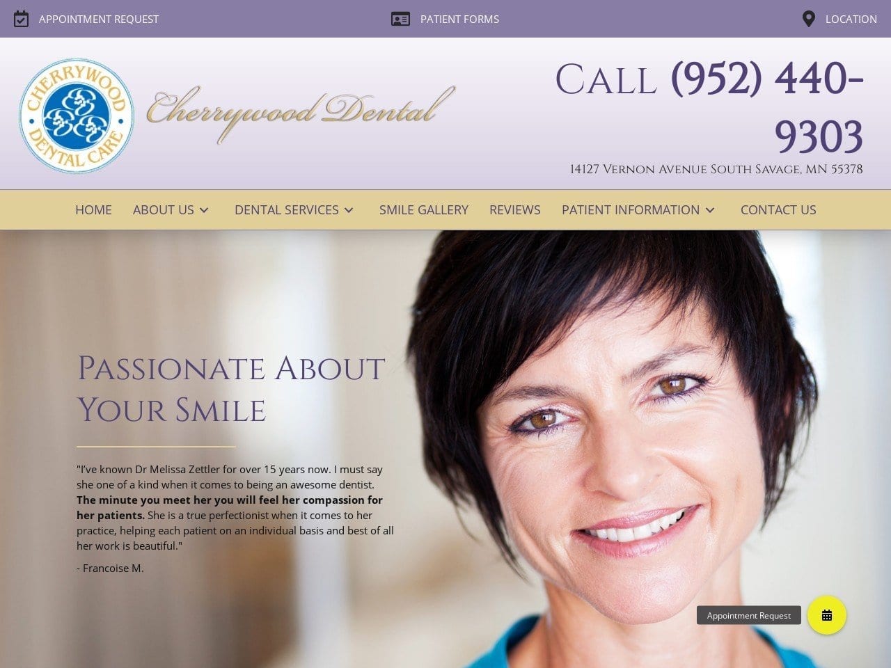 Cherrywood Dental Care Website Screenshot from cherrywooddental.com