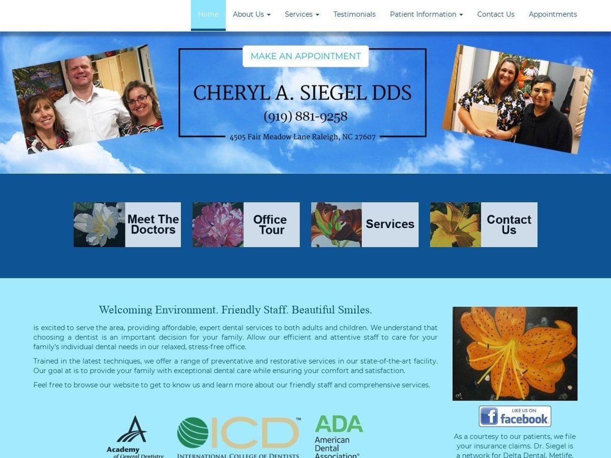 Cheryl A. Siegel DDS PA Website Screenshot from cherylsiegeldds.com