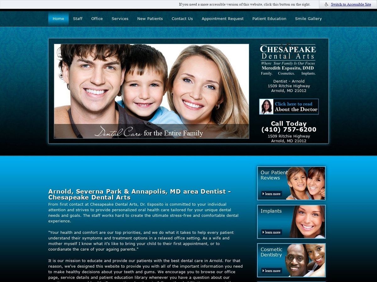 Chesapeake Dental Arts Website Screenshot from chesdentalarts.com