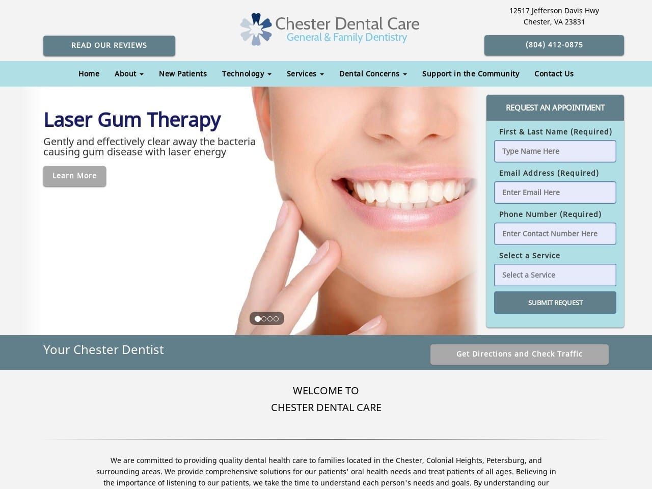 Chester Dental Careva Website Screenshot from chesterdentalcareva.com