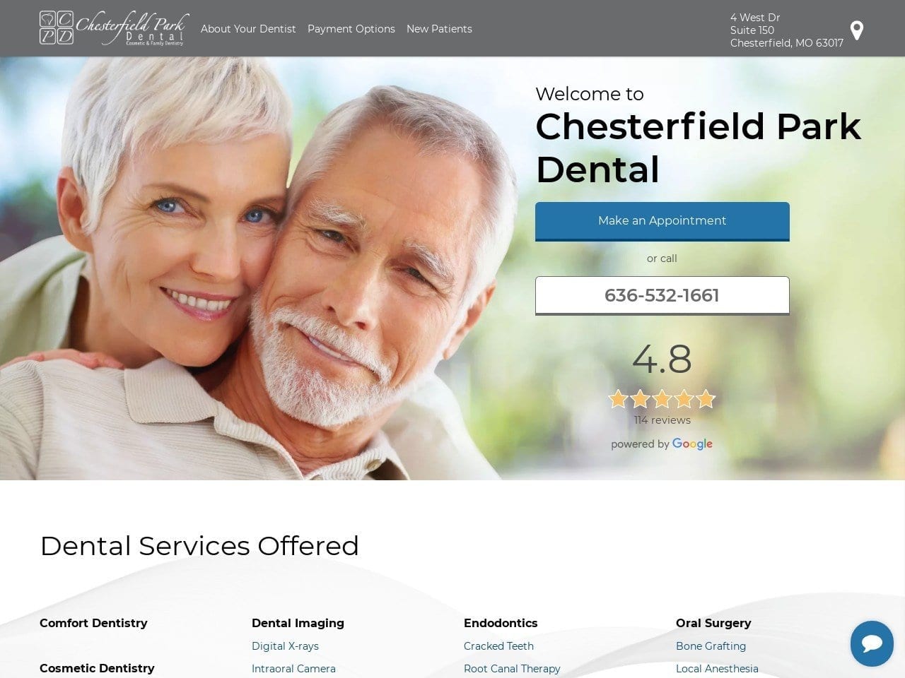 Chesterfieldpark Dental Website Screenshot from chesterfieldparkdental.com