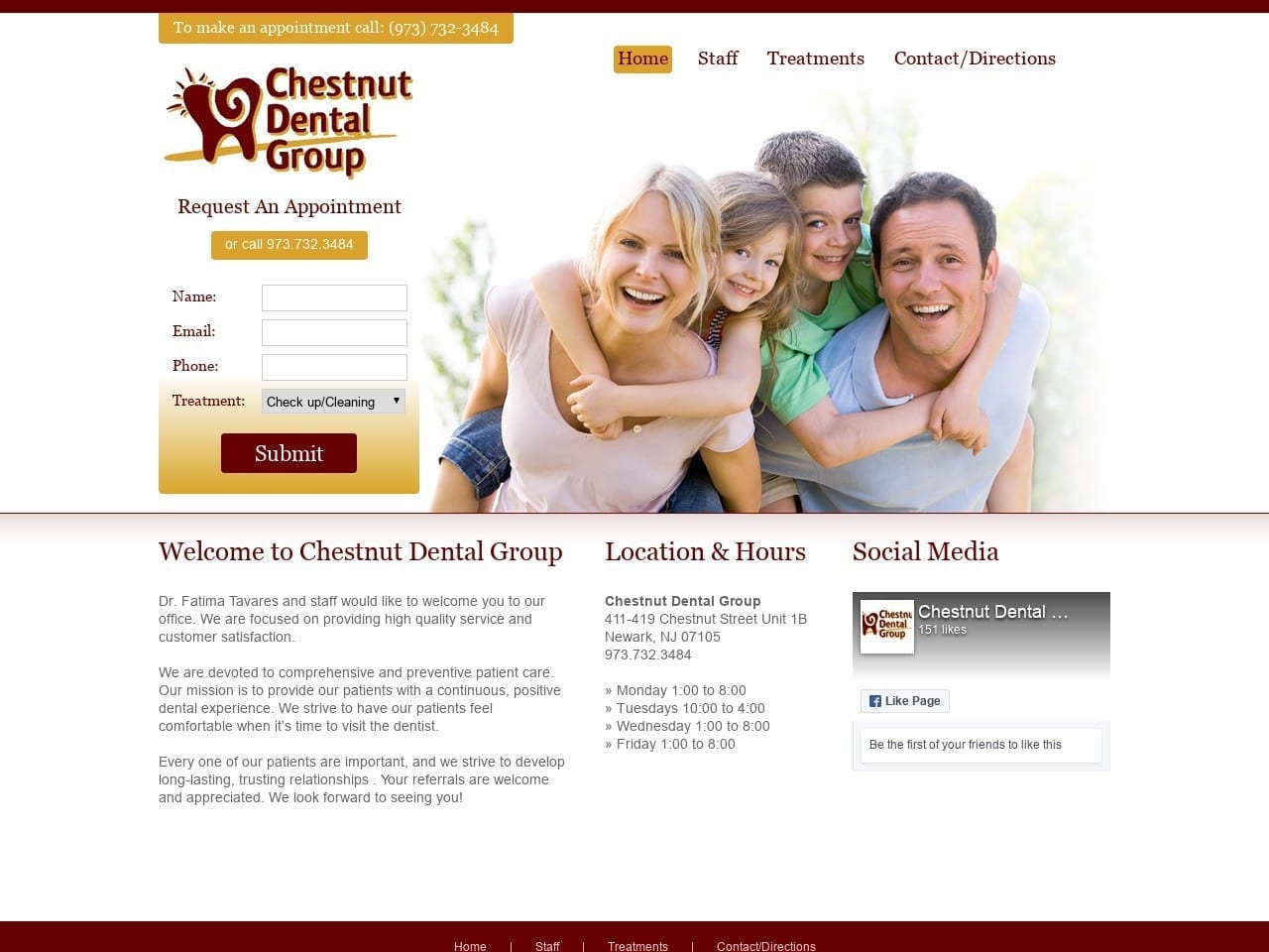 Chestnut Dental Group Website Screenshot from chestnutdentalgroup.com