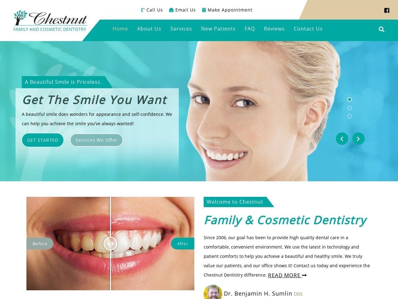 Chestnut Dentistry Website Screenshot from chestnutdentistry.com