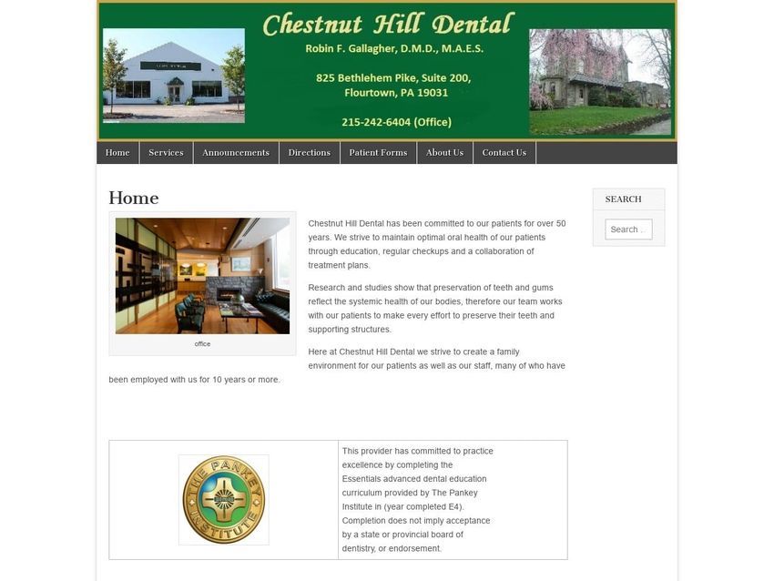 Chestnut Hill Dental Website Screenshot from chestnuthilldental.org