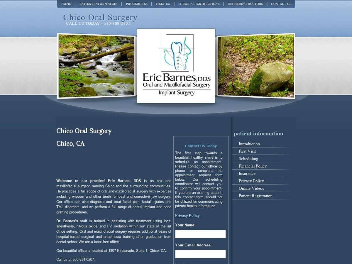 Eric Barnes Dds At Chico Oral Surgery And Implant Website Screenshot from chicooralsurgery.com