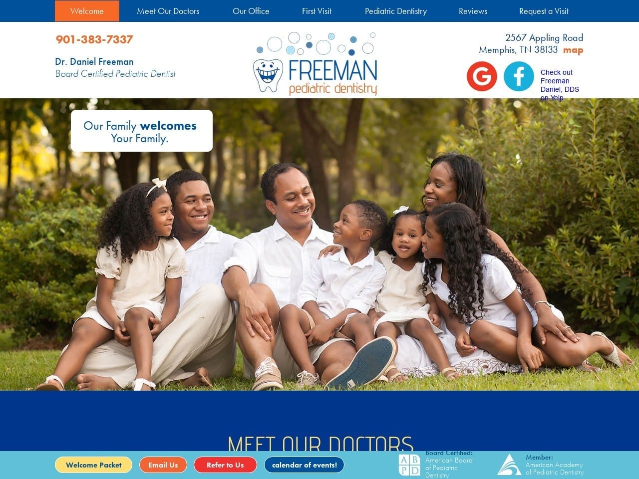 Freeman Pediatric Dentist Website Screenshot from childdentalcare.com