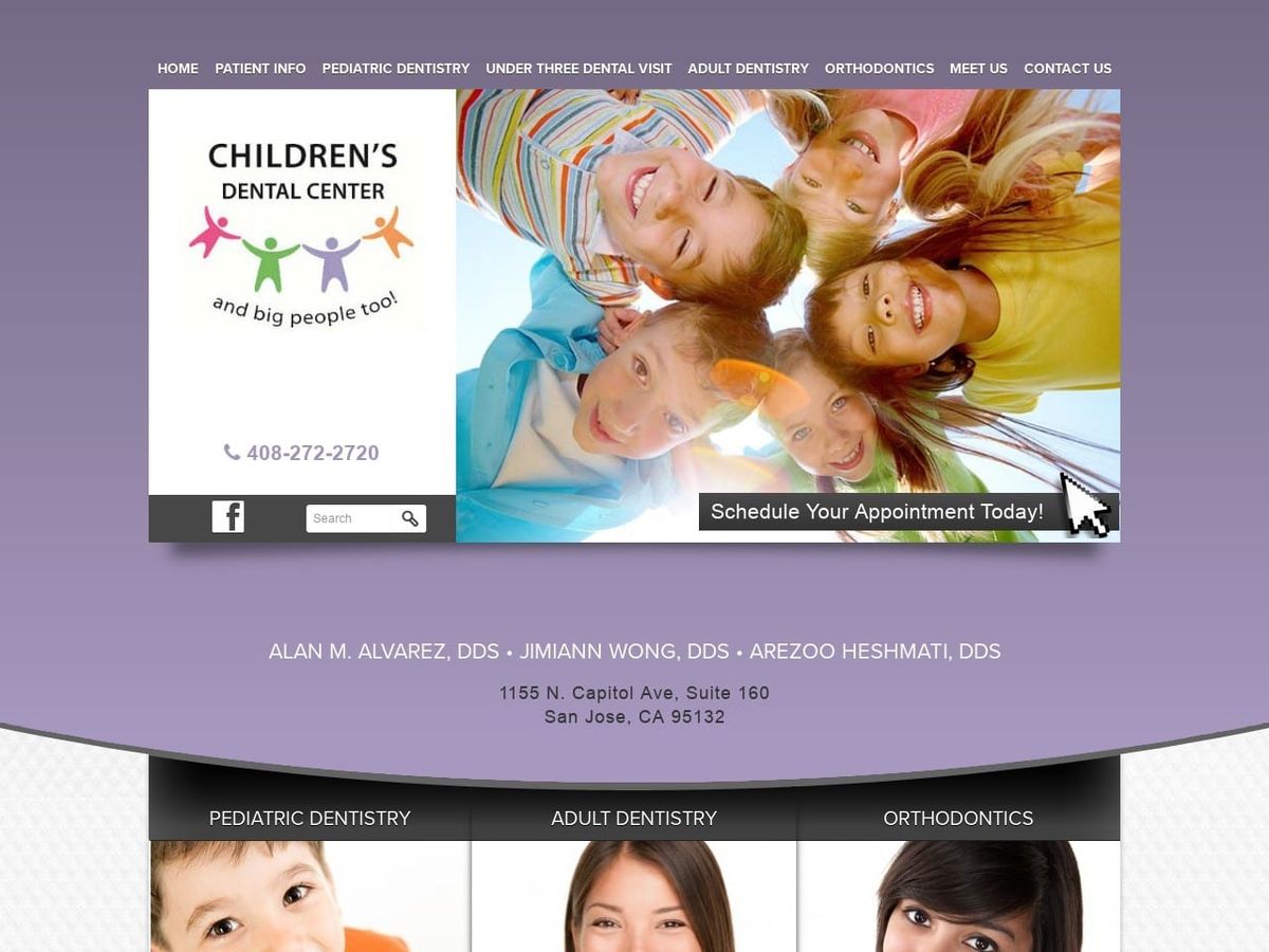 Childrens Dental Center Alvarez Alan M DDS Website Screenshot from childrensdentalcenter.org