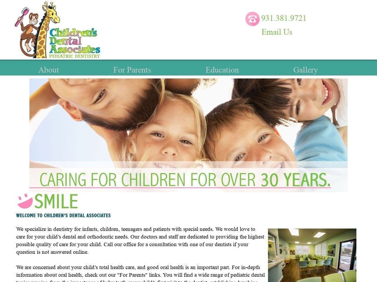 Children Dentist Website Screenshot from childrensdentalcolumbia.com