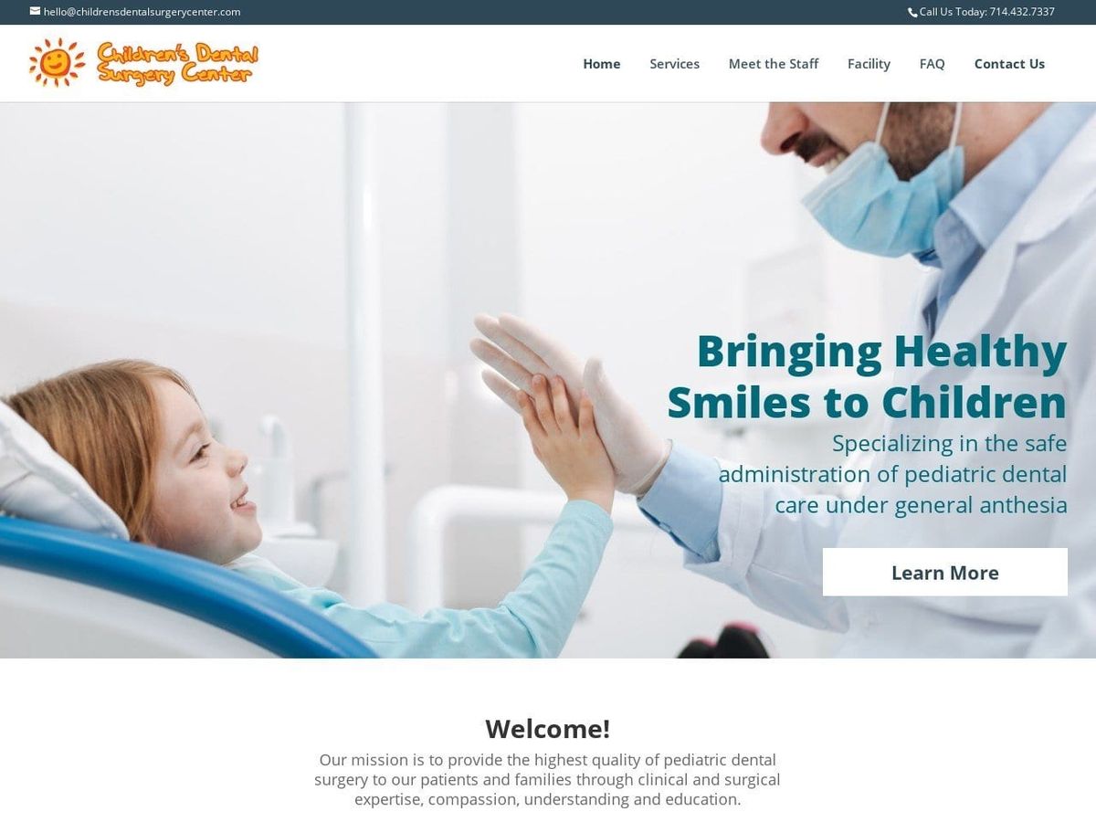 Childrens Dental Surgery Center Website Screenshot from childrensdentalsurgerycenter.com