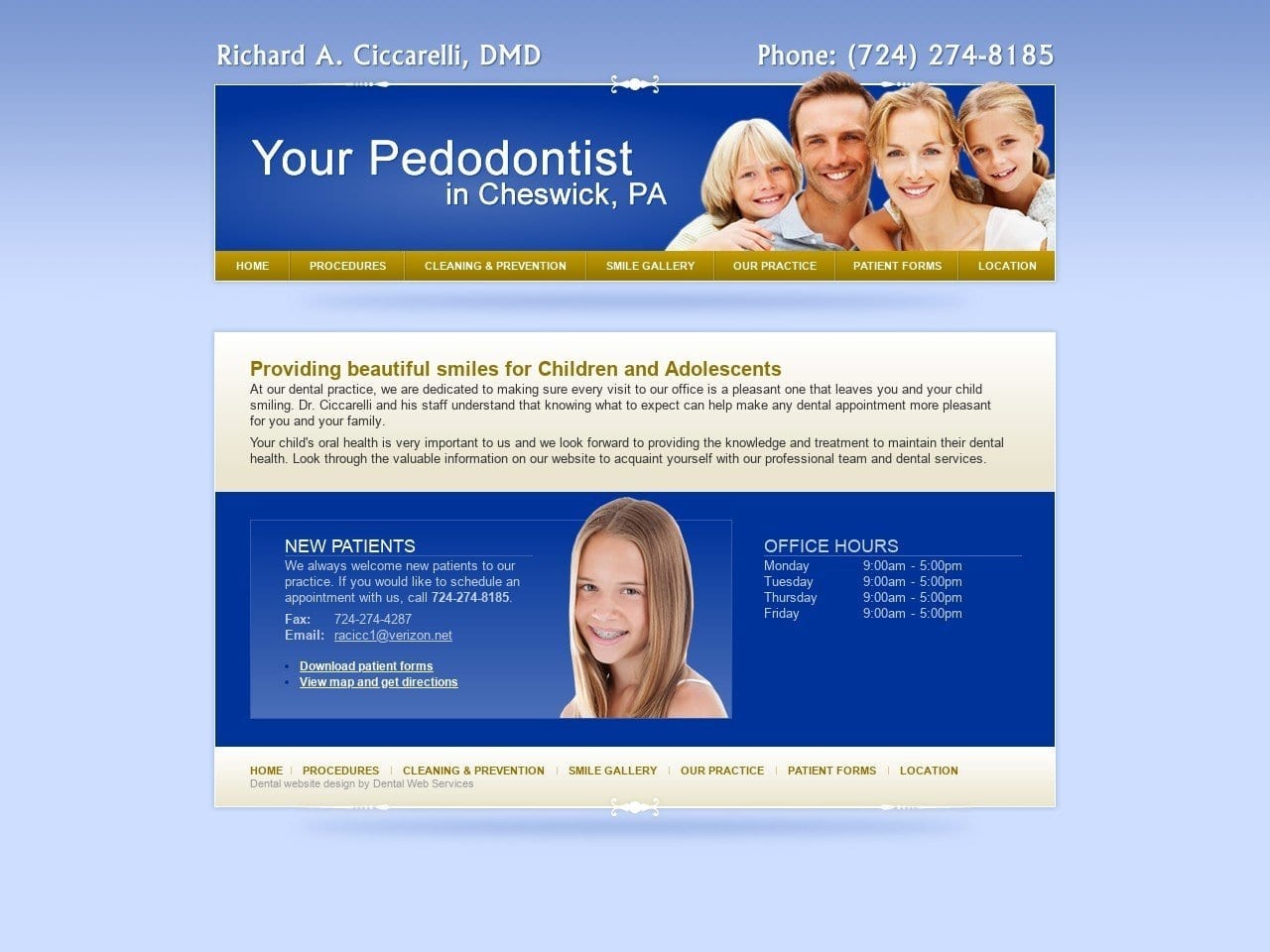 Ciccarelli Richard A DMD Website Screenshot from childrensdentistcheswick.com