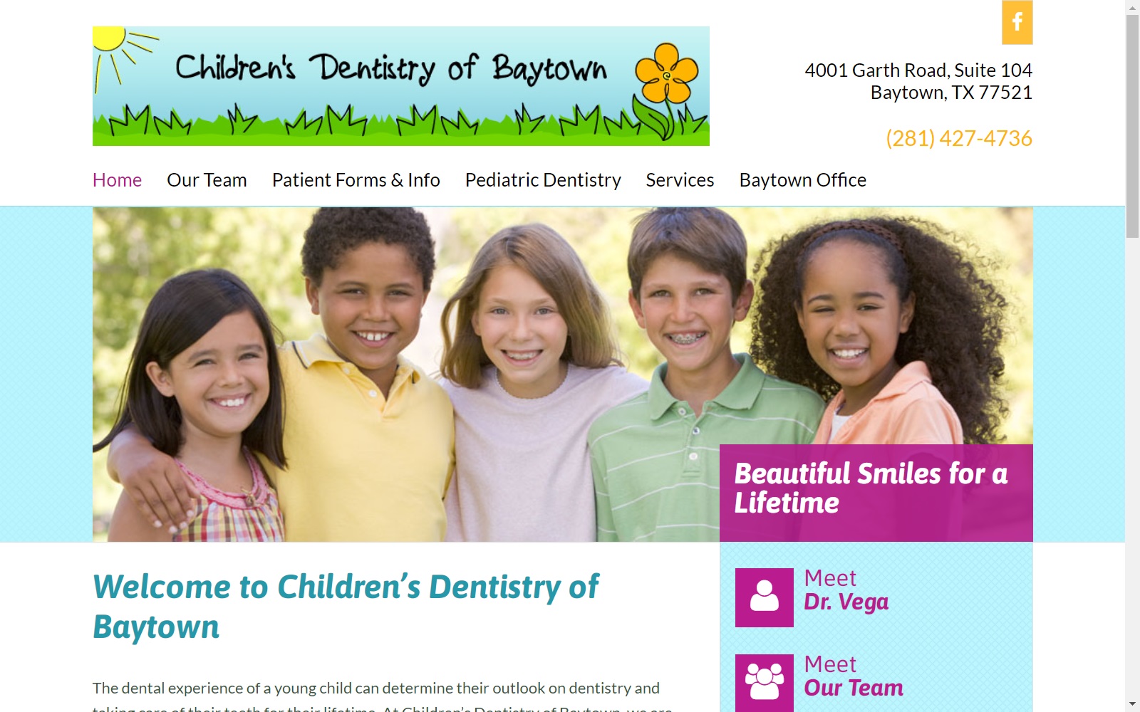 childrensdentistryofbaytown.com screenshot