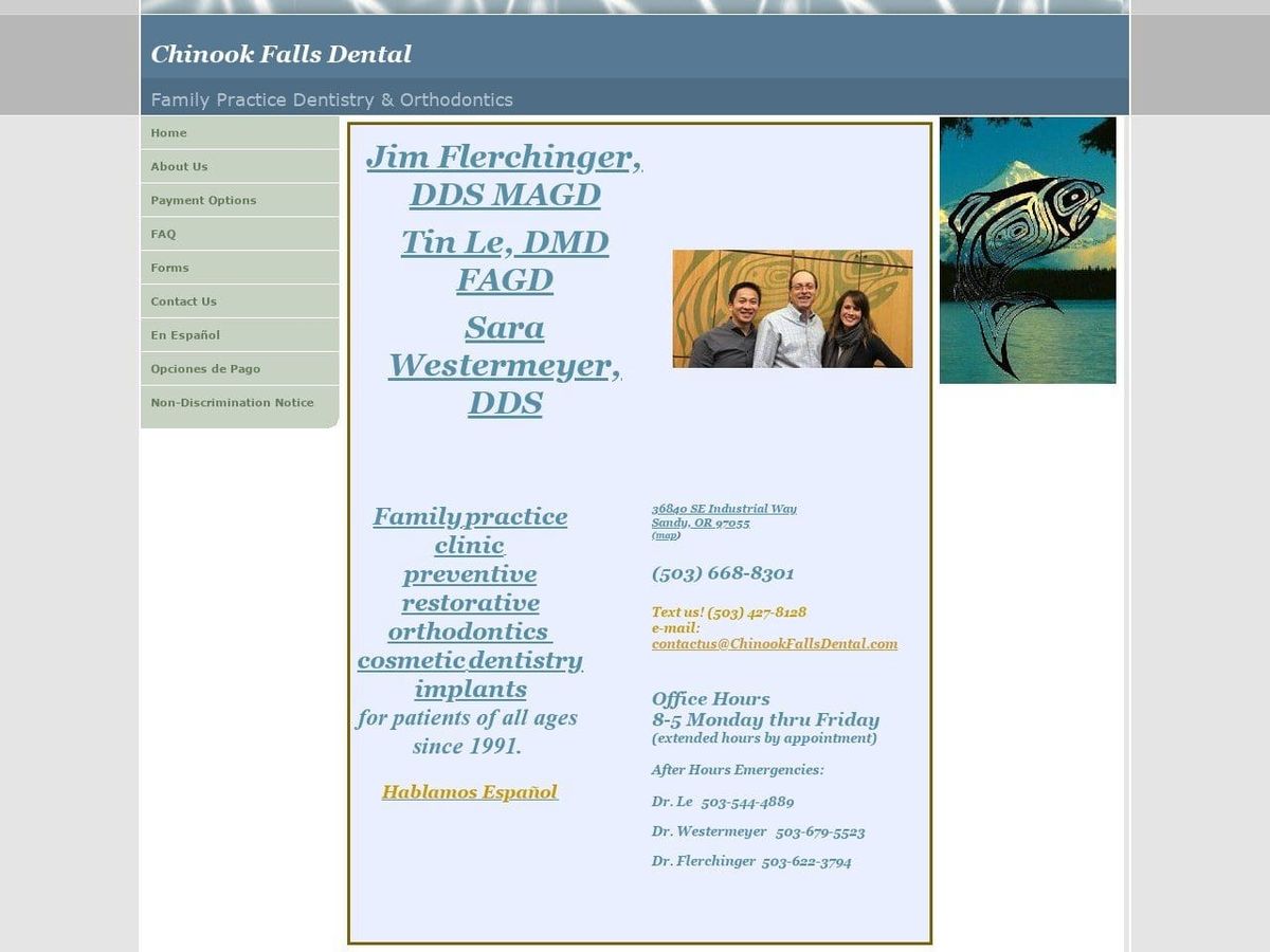 Chinook Falls Dental Clinic Website Screenshot from chinookfallsdental.com