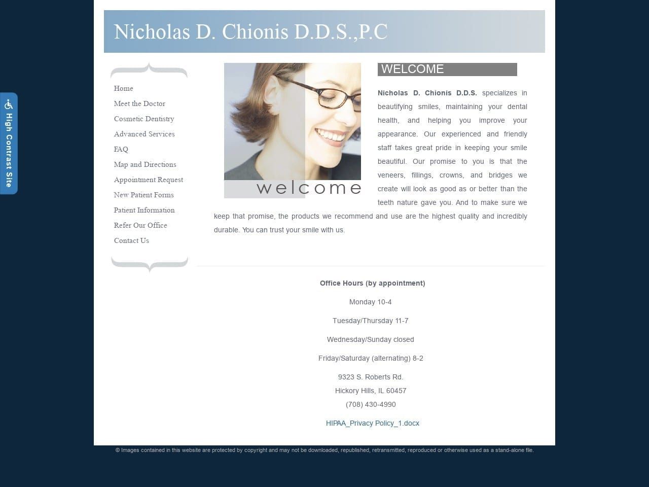 Chionis Nicholas D DDS Website Screenshot from chionisdental.com