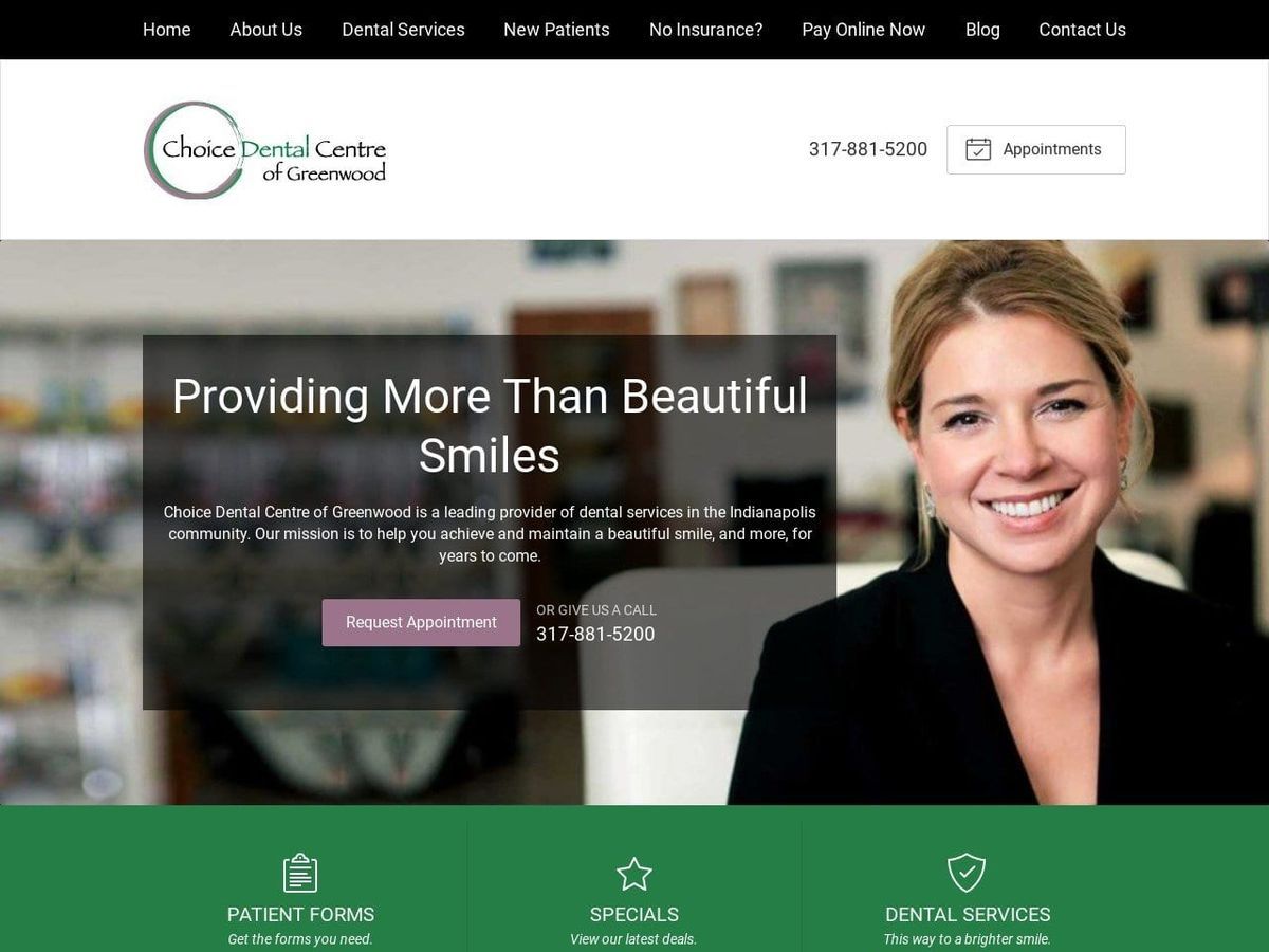 Dr. Michelle Lumsdon Website Screenshot from choicedentalcentre.com