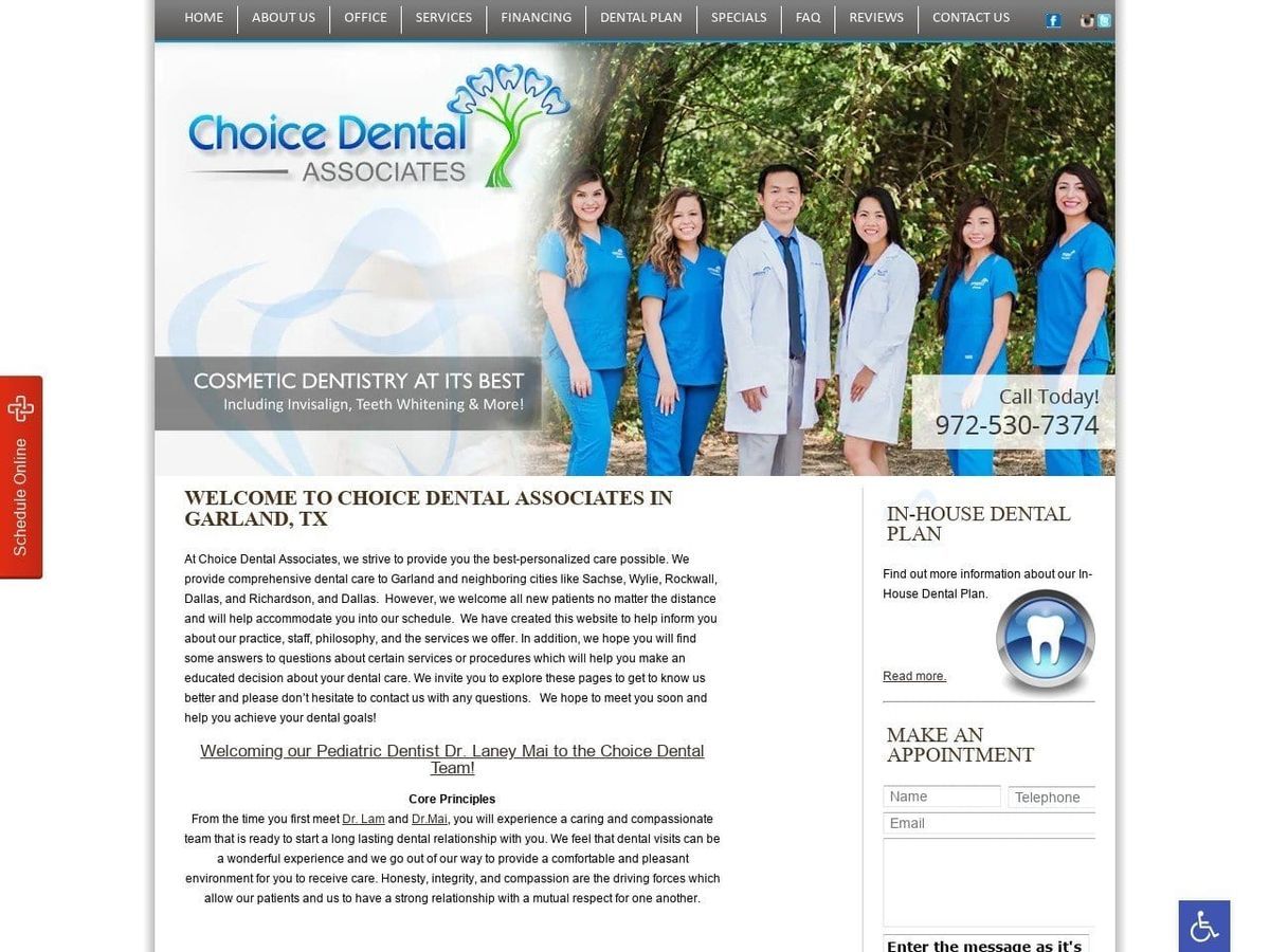 Choice Dental Associates Website Screenshot from choicedentalonline.com