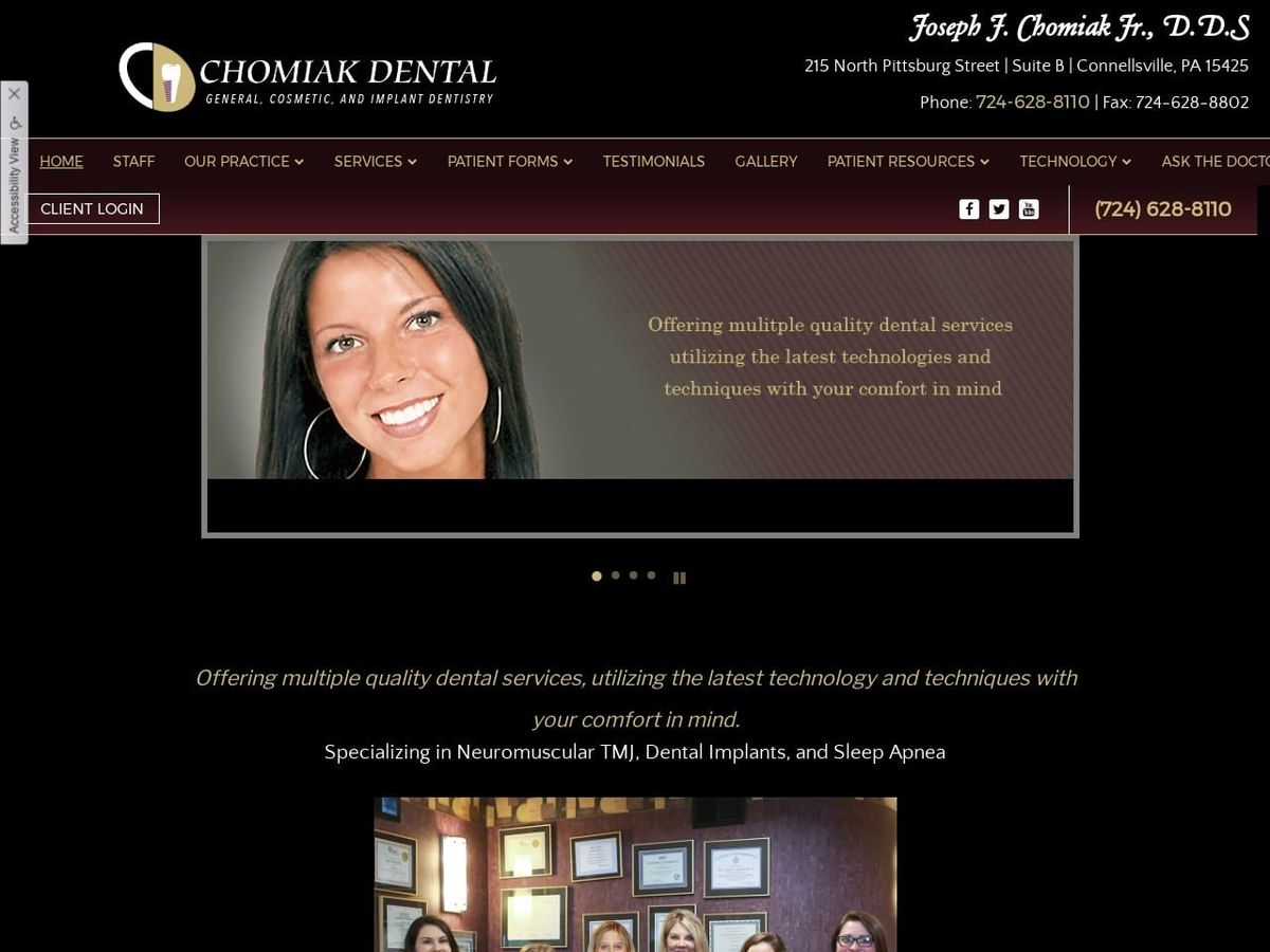 Chomiak Dental Associates Website Screenshot from chomiakdental.com