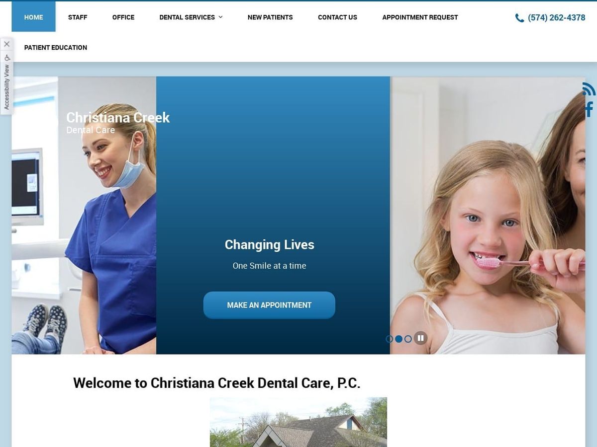 Christiana Creek Dental Care Website Screenshot from christianacreekdental.com