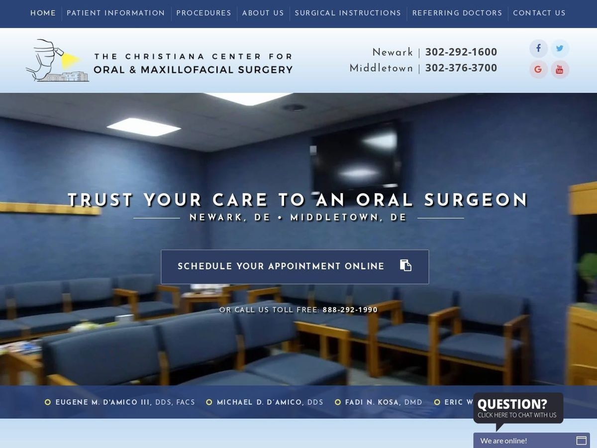 The Christiana Center For Oral & Maxillofacial Sur Website Screenshot from christianaoms.com