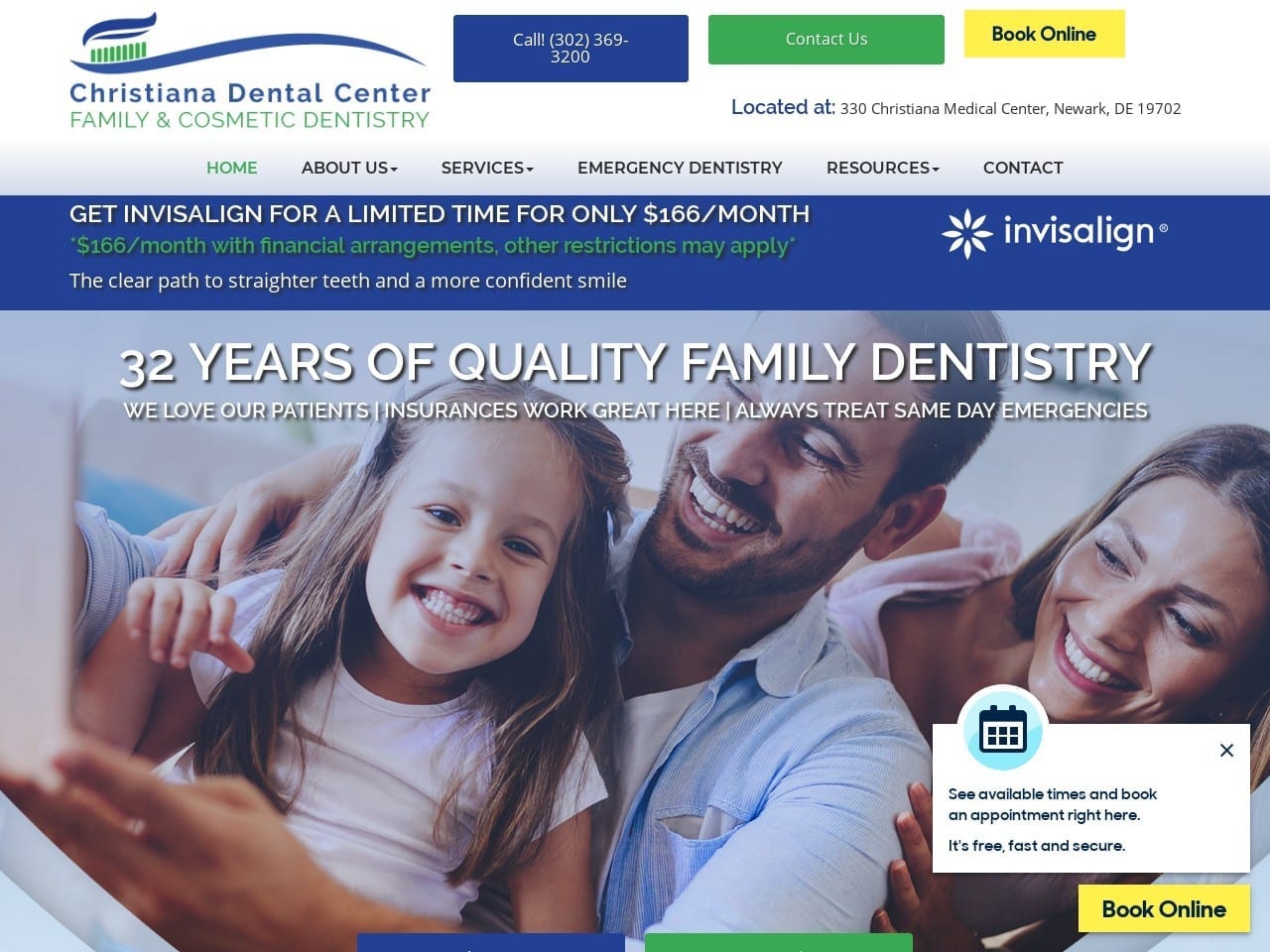 Christiana Dental Center Website Screenshot from christianasmiles.com