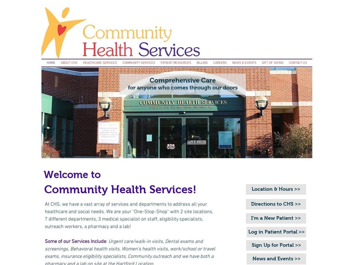 Community Health Services Inc Website Screenshot from chshartford.org