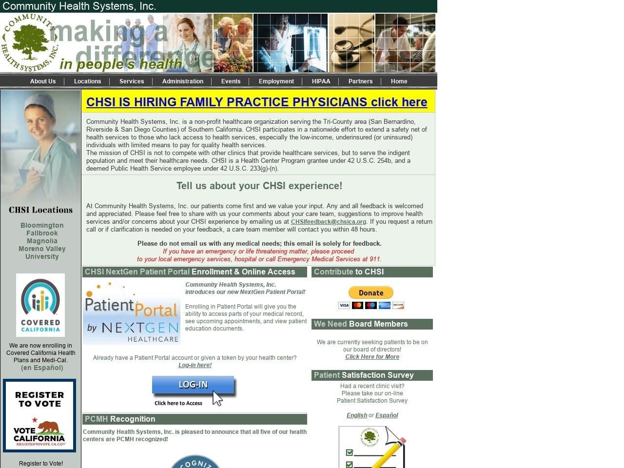 Fallbrook Family Health Center Website Screenshot from chsica.org