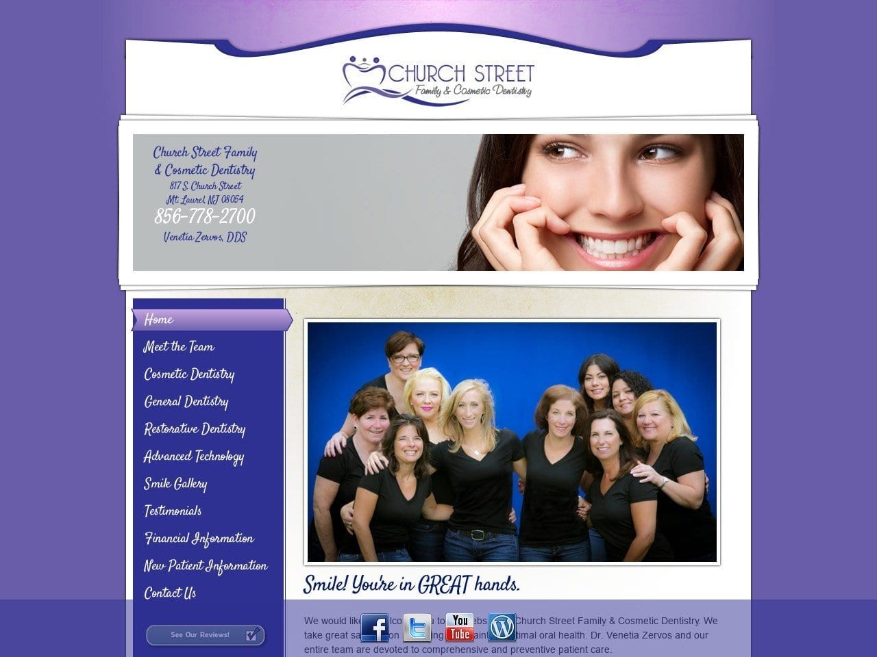 Church Street Family And Cosmetic Dentist Website Screenshot from churchstreetfamilydental.com