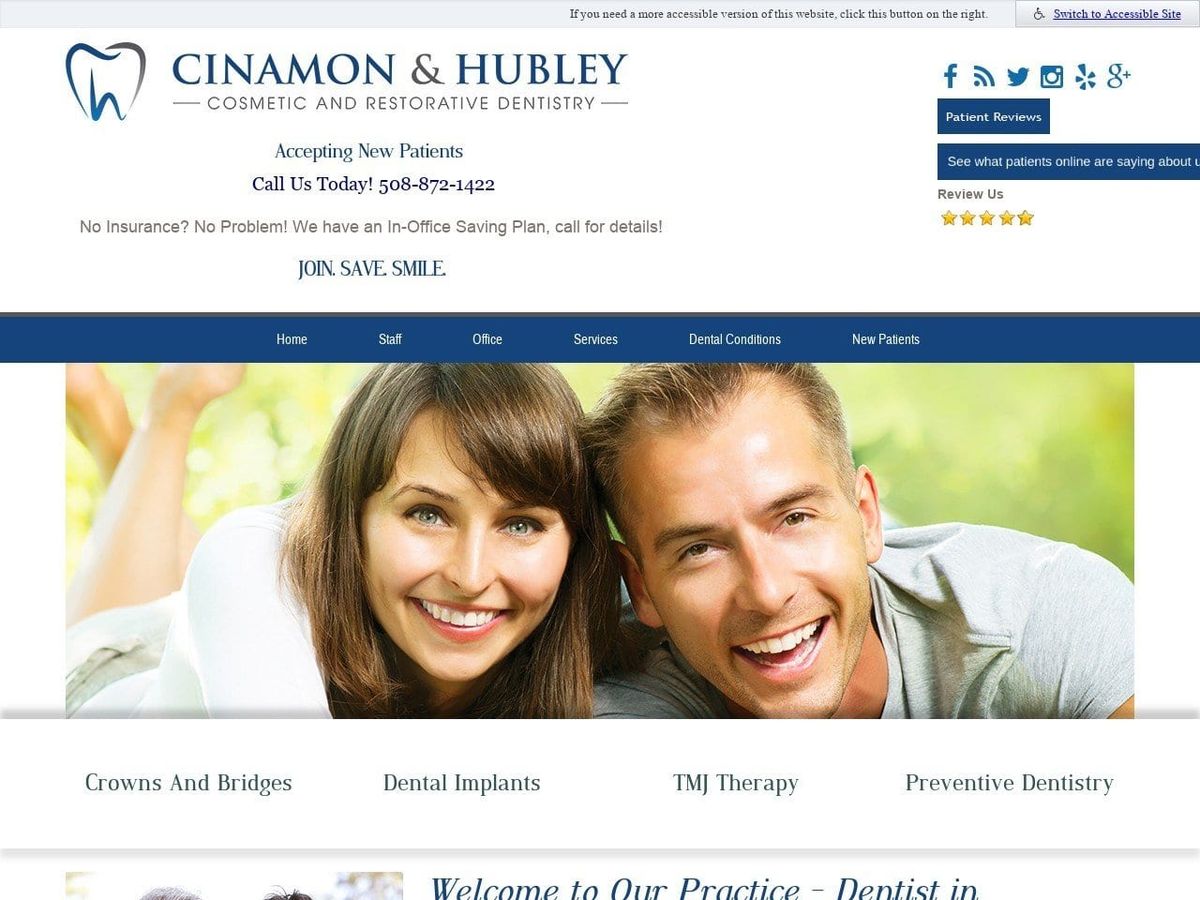 Dr. James S. Cinamon DMD Website Screenshot from cinamonhubleydentists.com