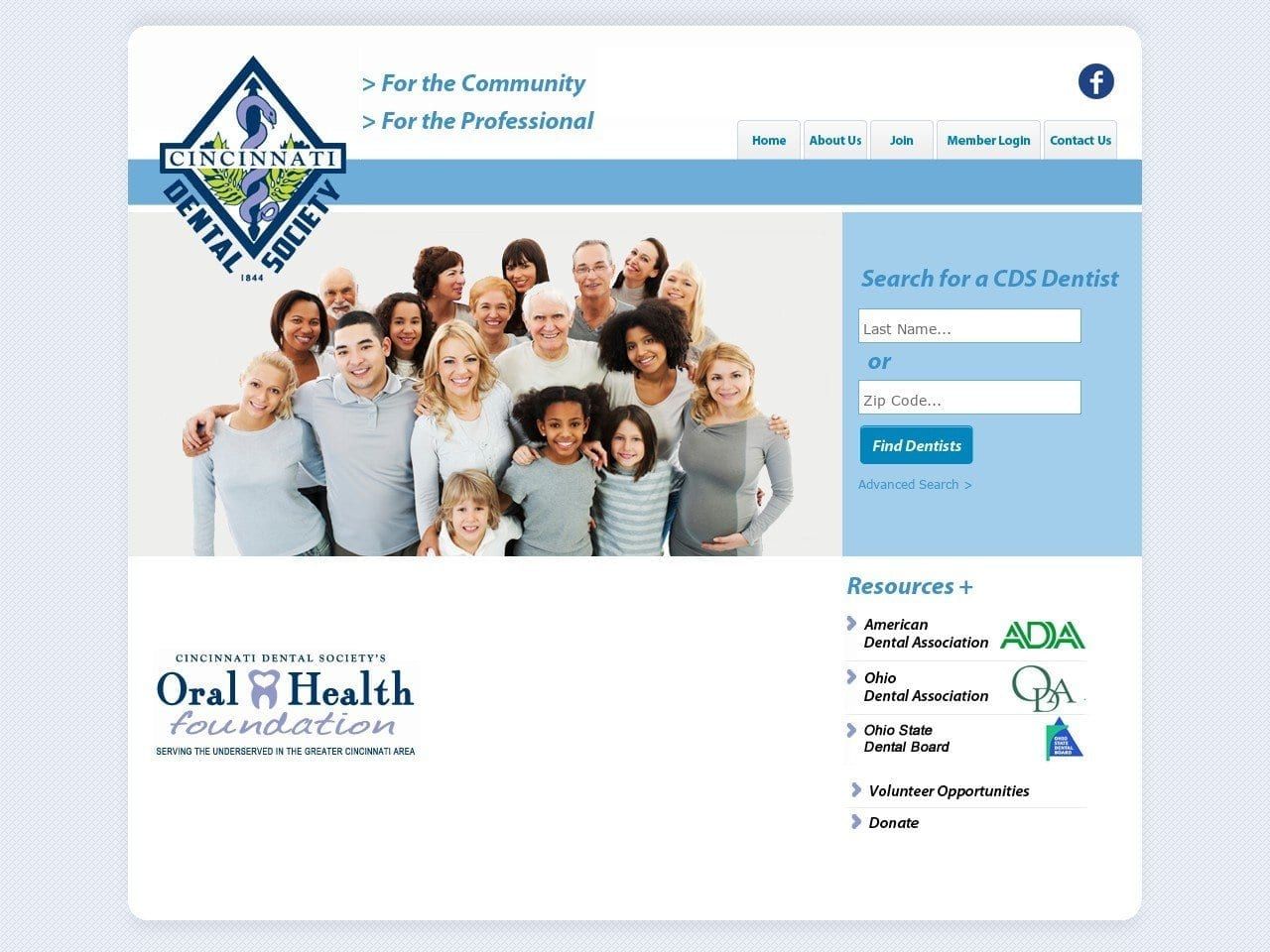 Cincinnati Dental Society Website Screenshot from cincinnatidental.org