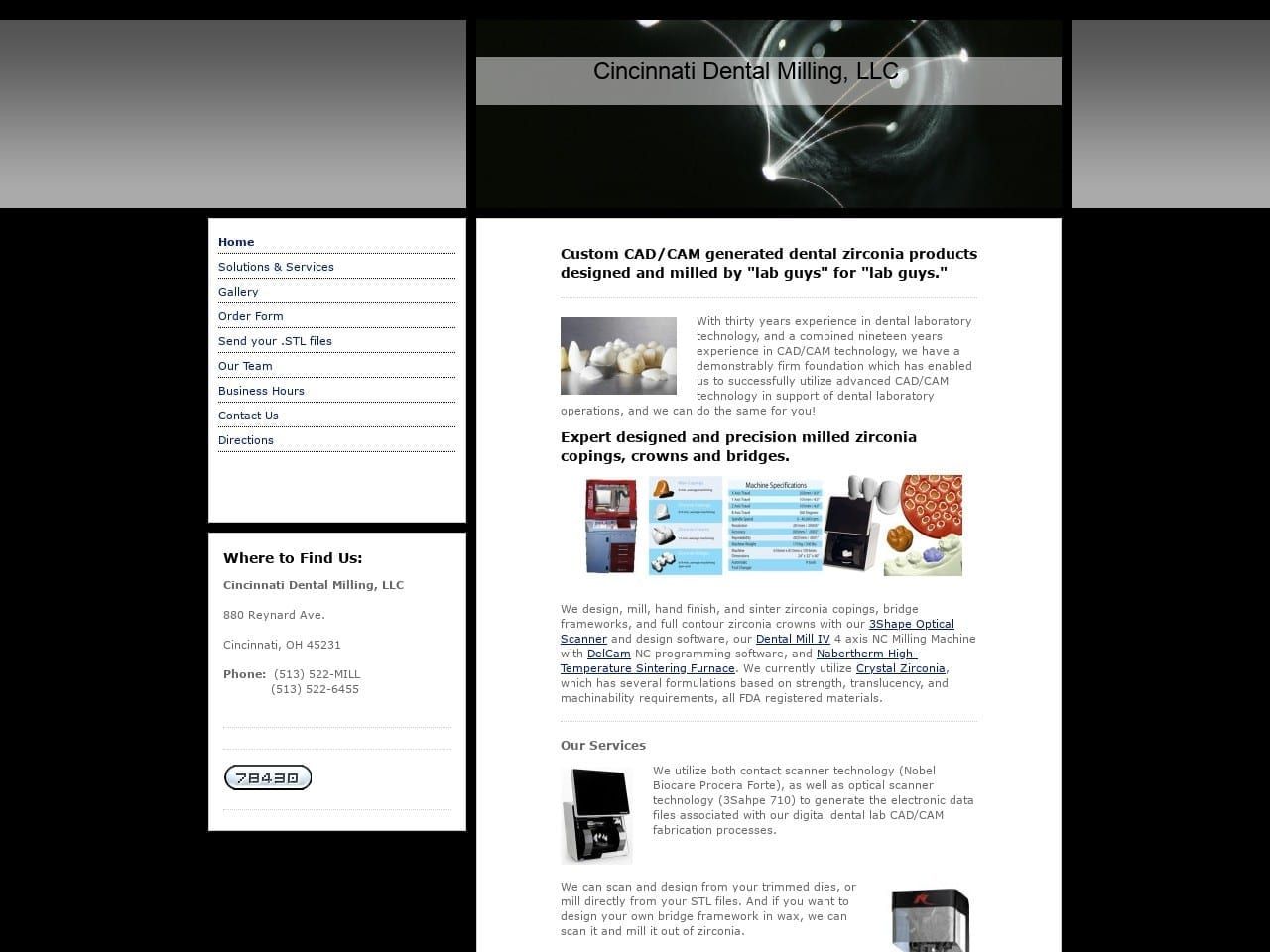 Cincinnati Dental Milling Website Screenshot from cincinnatidentalmilling.com