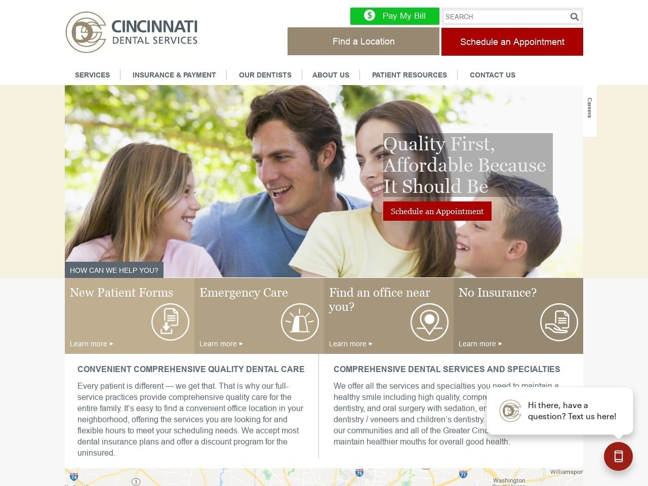 Cincinnati Dental Services Website Screenshot from cincinnatidentalservices.com