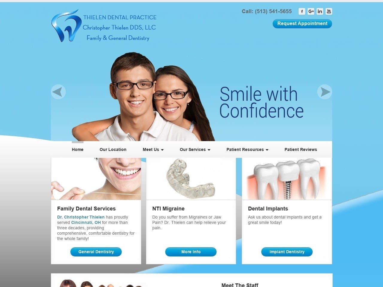 Thielen Dental Practice Website Screenshot from cincydental.com