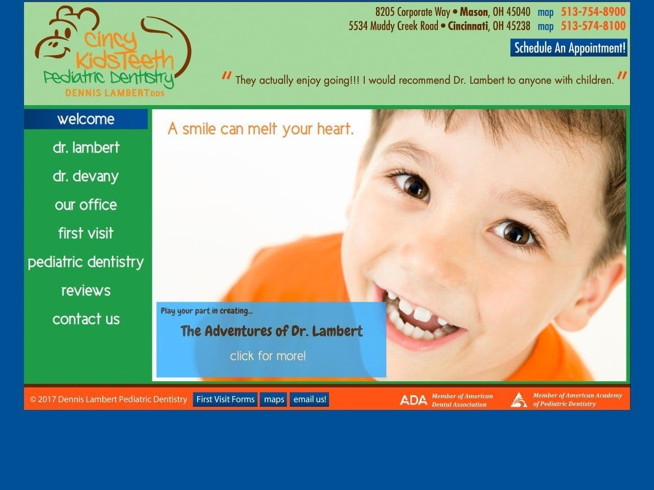 Dennis Lambert Inc Lambert Dennis DDS Website Screenshot from cincykidsteeth.com