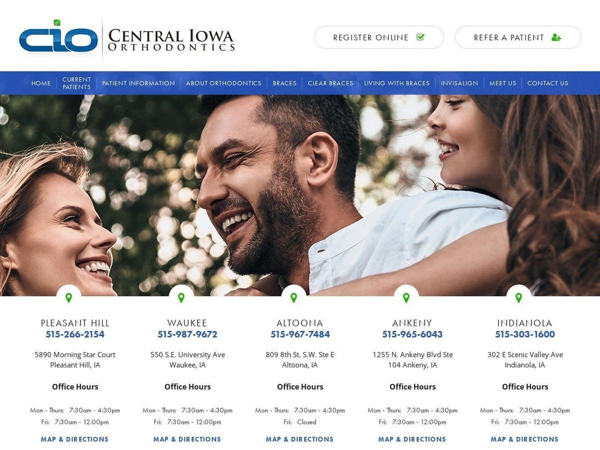Central Iowa Orthodontics Website Screenshot from ciortho.com