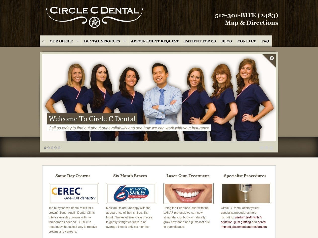 Circle C Dental Website Screenshot from circlecdental.com