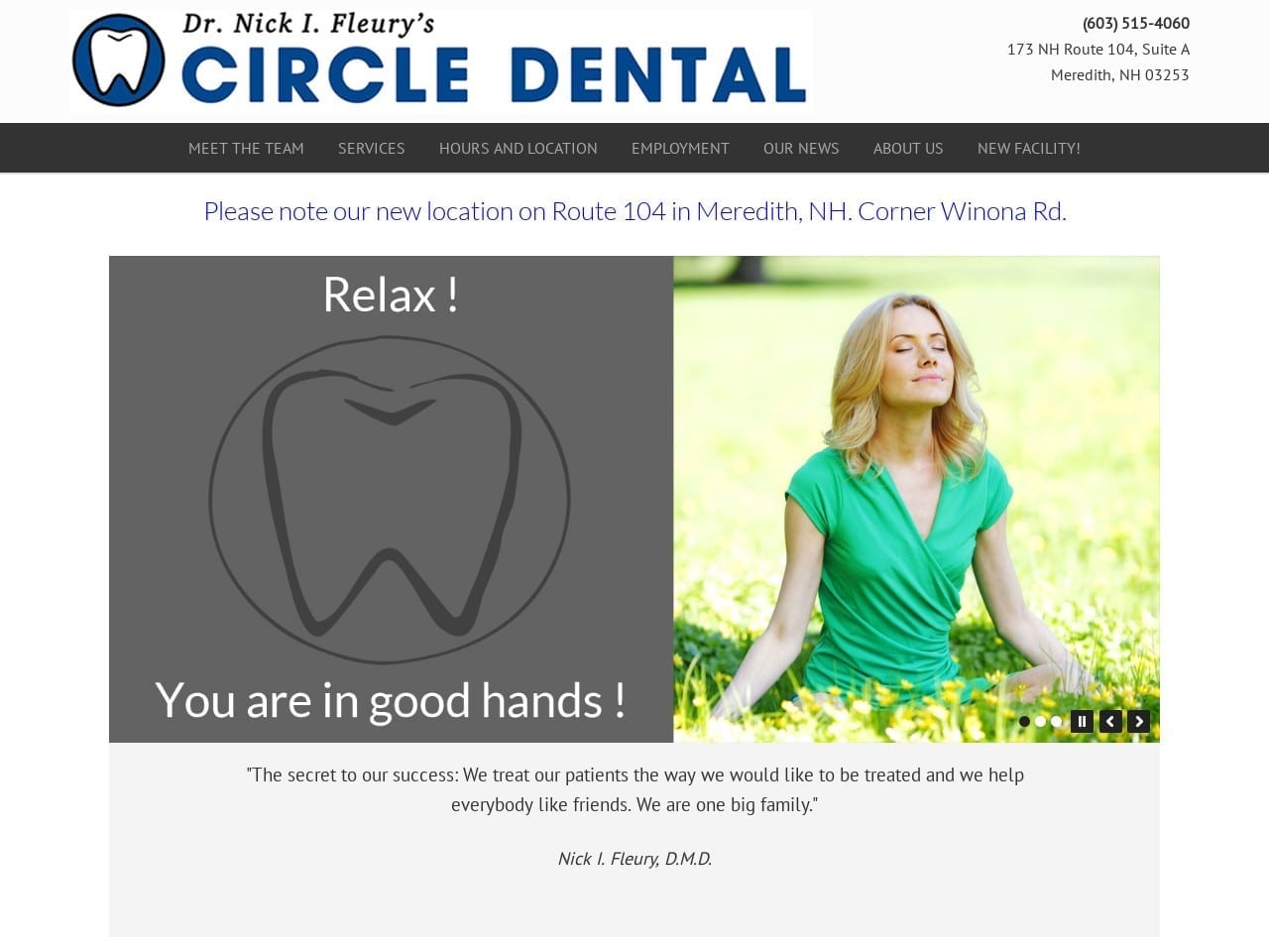 Circle Dental Website Screenshot from circledentalnh.com