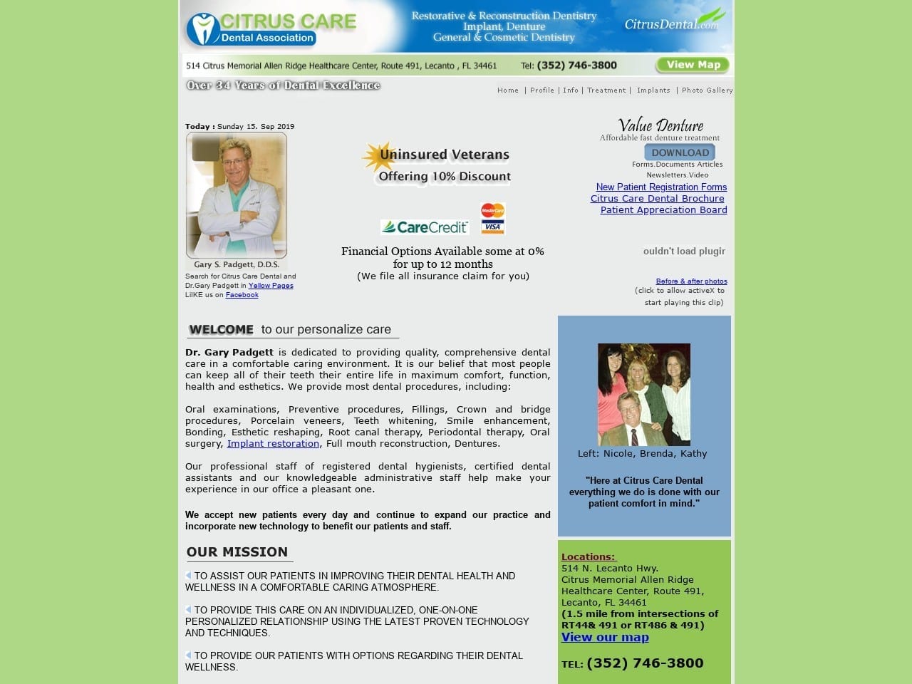 Citrus Dental Website Screenshot from citrusdental.com