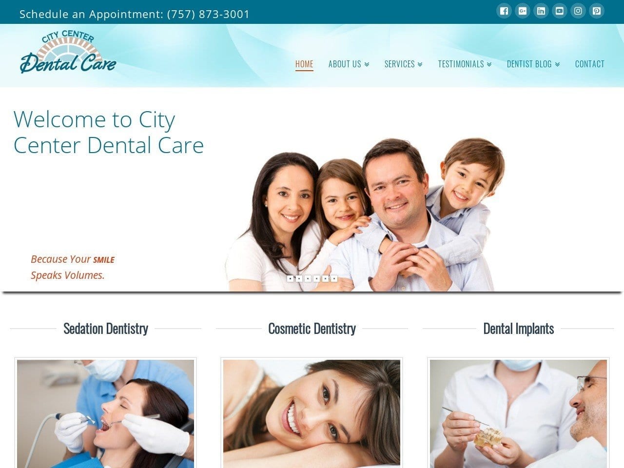 City Center Dental Care Website Screenshot from citycenterdentalcare.com