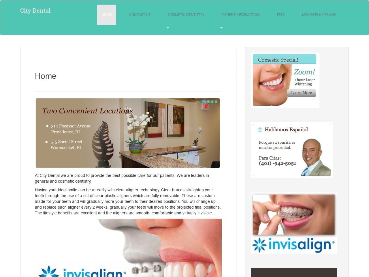 City Dental of Woonsocket RI Website Screenshot from citydentalri.com