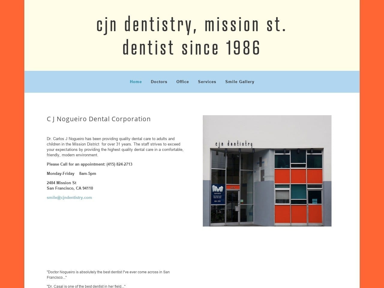 C J Nogueiro Dental Corporation Website Screenshot from cjndentistry.com