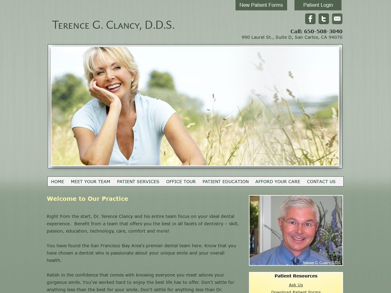 Dr. Terence Clancy Website Screenshot from clancydental.com